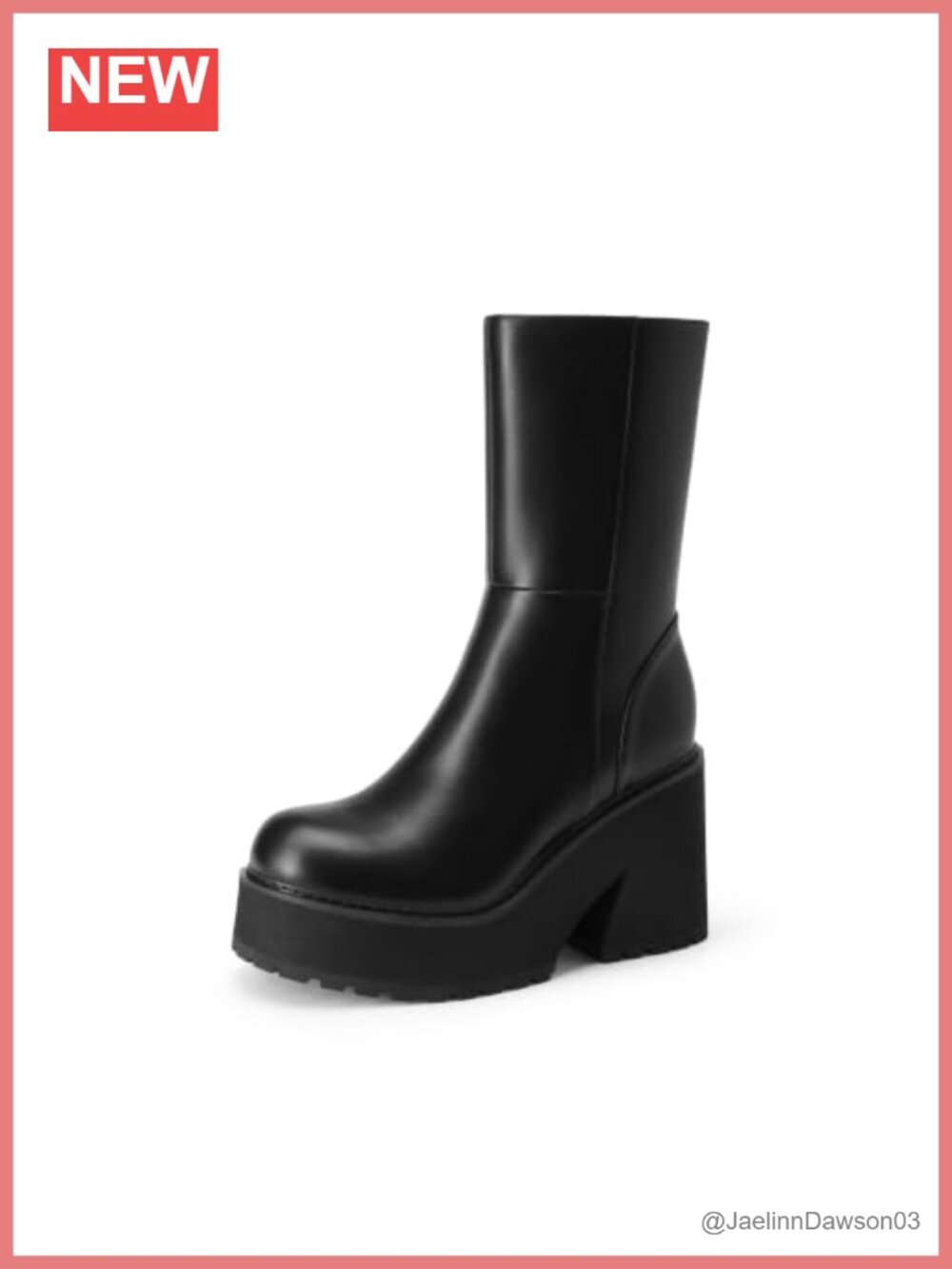 Women's Platform Ankle Boots Faux Leather Chunky Heel Side Zip Booties